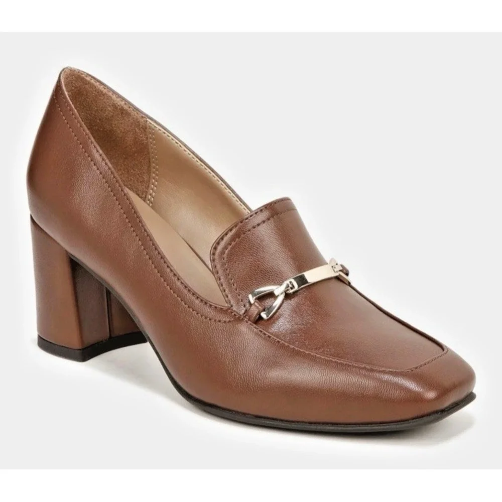 Naturalizer Women Size 9.5M Wynrie-Bit Block Heel Bit Loafer Cappuccino Brown‎